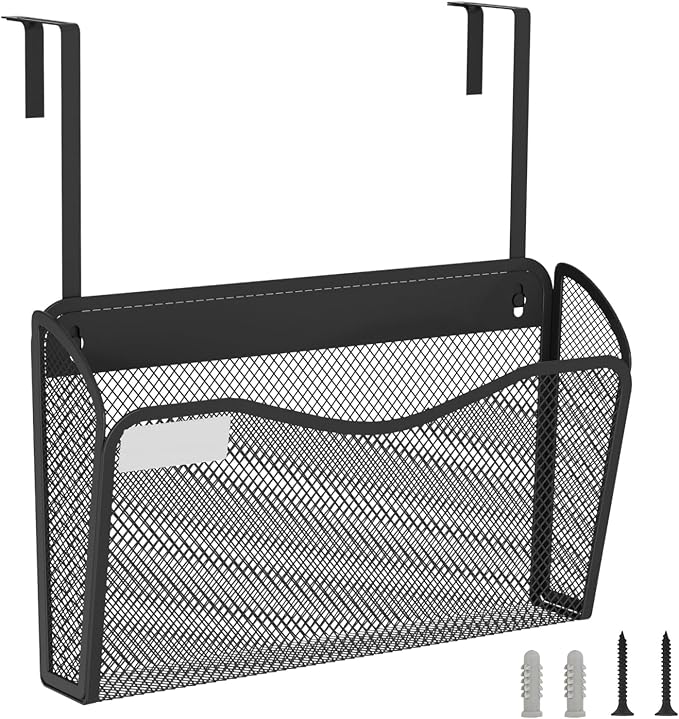 BOHDK Wall File Organizer, Mesh Hanging File Organizer, Home Office Organization and Storage, 1 Pockets Document Magazine Rack