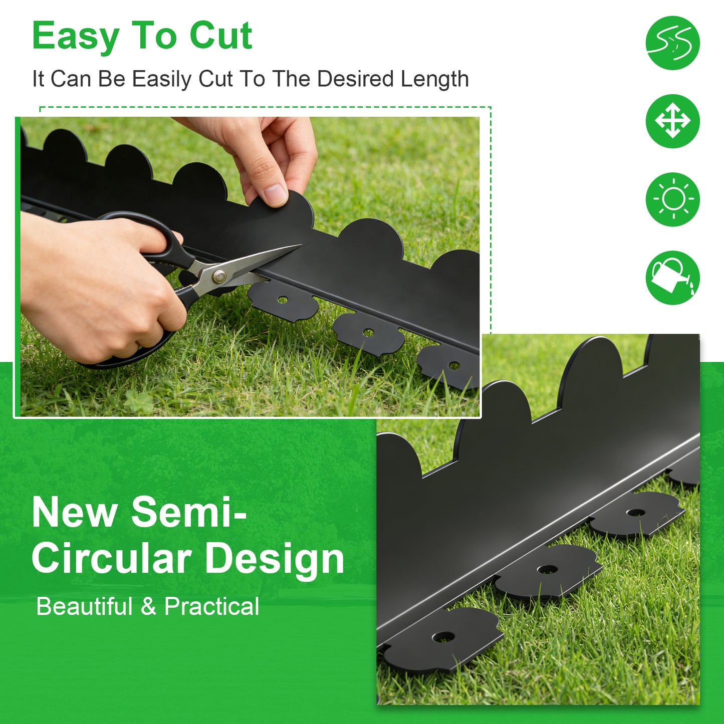Landscape Edging 66ft, 4in Tall Garden Edging with 80pcs Spikes, Heavy Duty Lawn Edging Kit, Flexible Plastic Landscape Border for Grass, Yard, Flowerbeds, Gravel, Easy Flex No Dig, Black