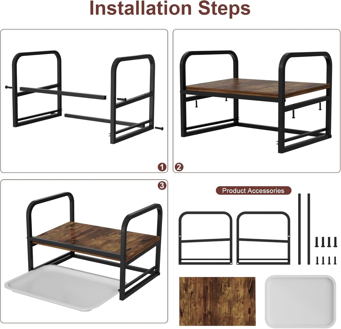 NEYCIL Laundry Detergent Holder, Wooden Laundry Detergent Holder Stand, Metal Laundry Liquid Detergent Organizer with Drip Tray for Laundry Room Organization and Storage, Black