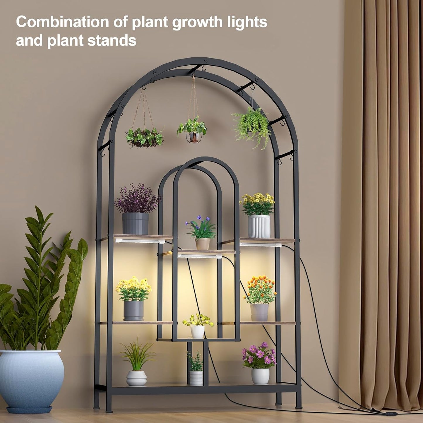 VANVERB Grow Lights for Indoor Plants Full Spectrum - Auto On/Off Timer (3/9/12H) & Dimmer (10Levels), 3 Modes, Plug and Play, Great for Greenhouse, Home, Office