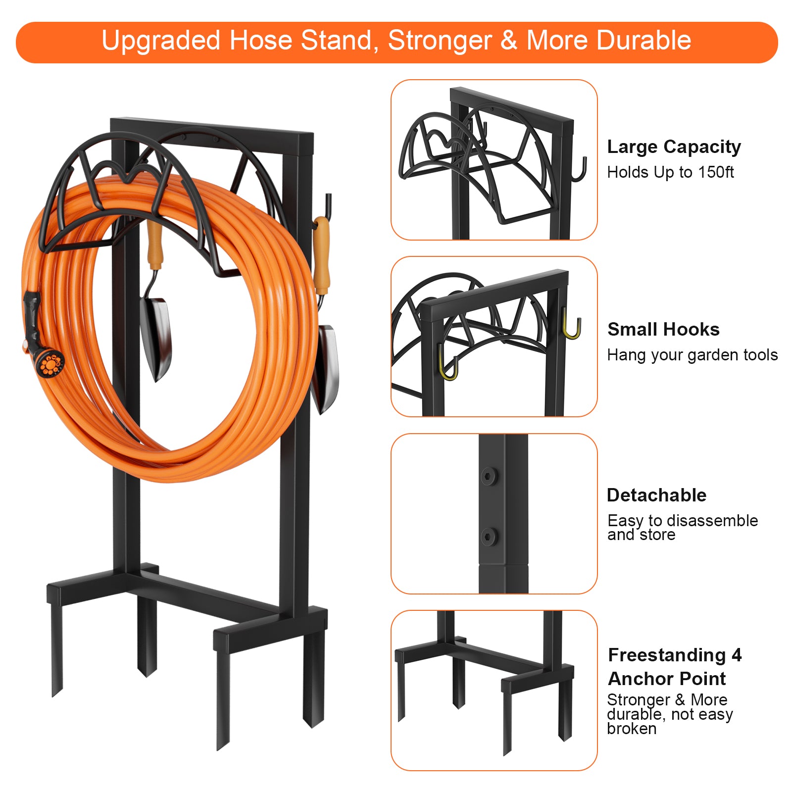 VyGrow  Garden Hose Holder, Freestanding Heavy Duty Water Hose Holder - new