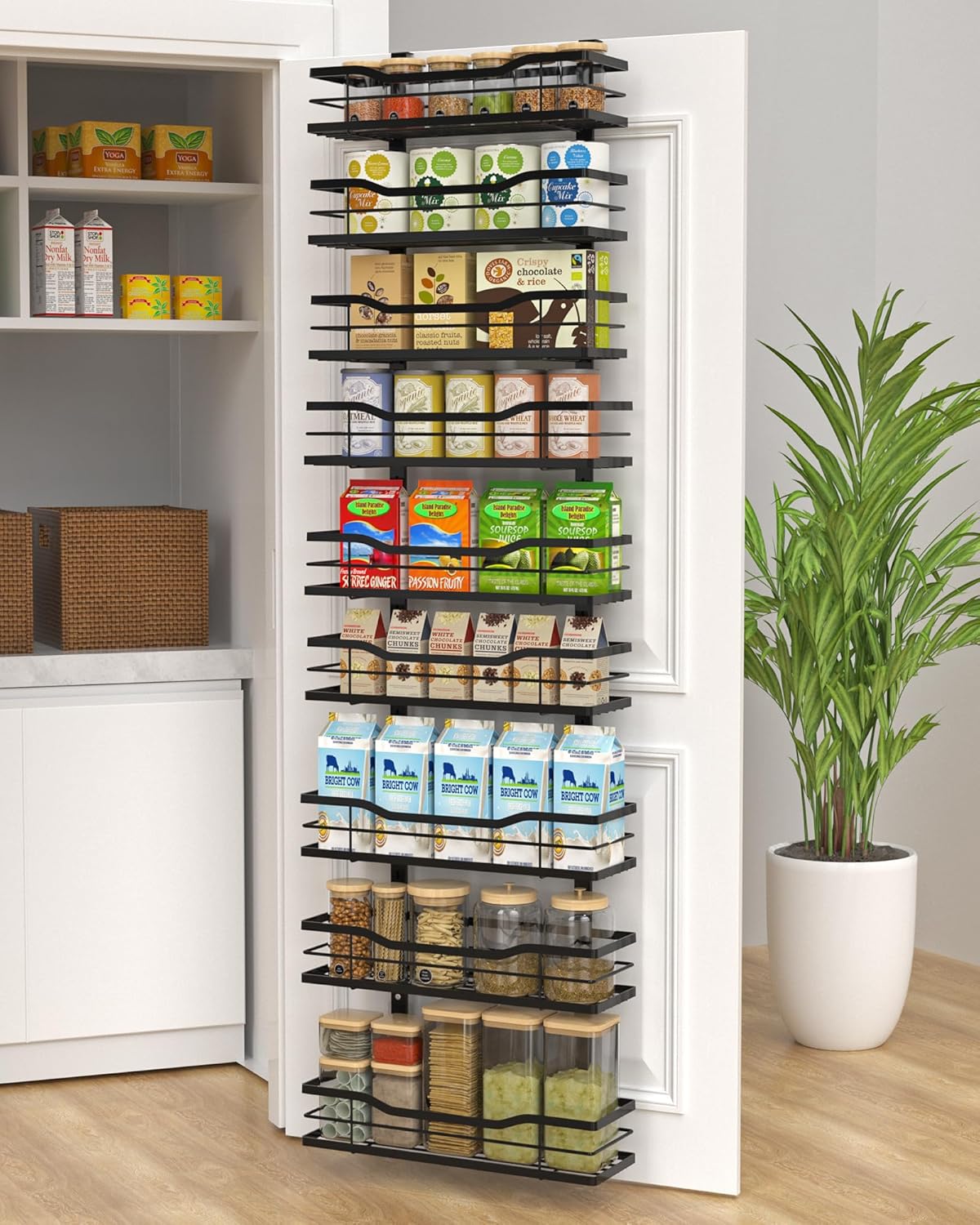 VyGrow 9-Tier Over The Door Pantry Organizer, Metal Pantry Organizers and Storage with Adjustable Basket, Spice Rack Seasoning Shelves, Over the Door Organizer for Pantry Kitchen Laundry Bathroom