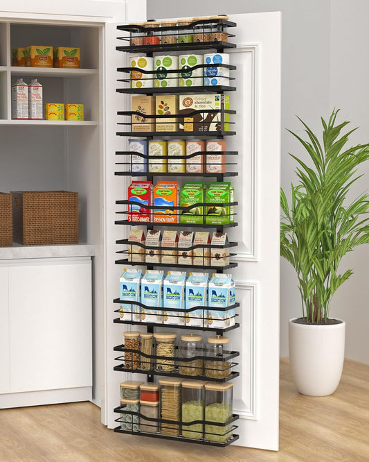 VyGrow 9-Tier Over The Door Pantry Organizer, Metal Pantry Organizers and Storage with Adjustable Basket, Spice Rack Seasoning Shelves, Over the Door Organizer for Pantry Kitchen Laundry Bathroom