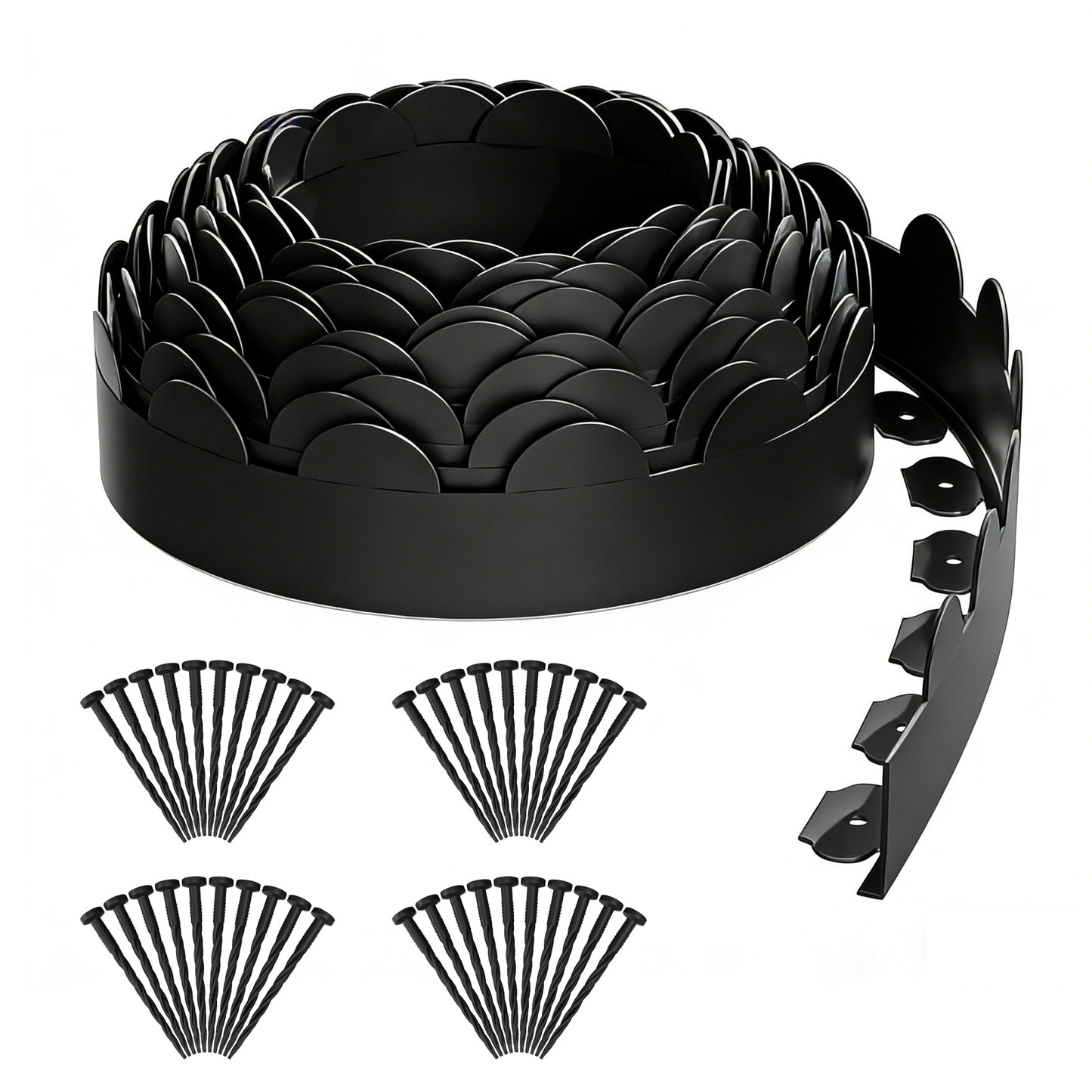 Landscape Edging 33ft, 4in Tall Garden Edging with 40pcs Spikes, Heavy Duty Lawn Edging Kit, Flexible Plastic Landscape Border for Grass, Yard, Flowerbeds, Gravel, Easy Flex No Dig, Black