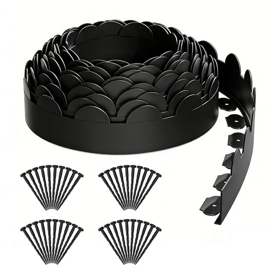 Landscape Edging 33ft, 4in Tall Garden Edging with 40pcs Spikes, Heavy Duty Lawn Edging Kit, Flexible Plastic Landscape Border for Grass, Yard, Flowerbeds, Gravel, Easy Flex No Dig, Black