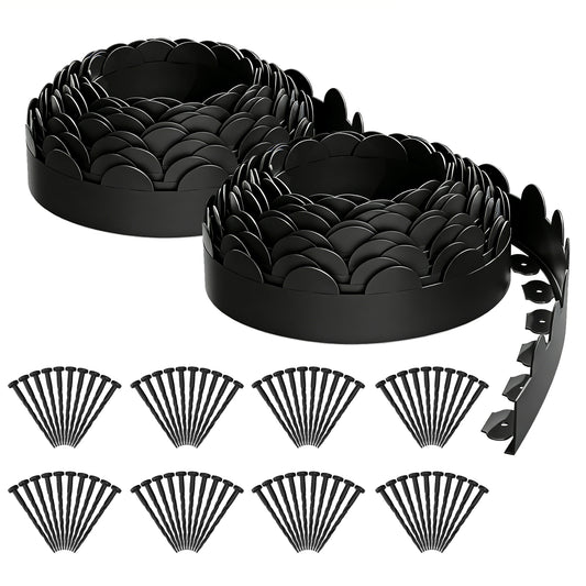 Landscape Edging 66ft, 4in Tall Garden Edging with 80pcs Spikes, Heavy Duty Lawn Edging Kit, Flexible Plastic Landscape Border for Grass, Yard, Flowerbeds, Gravel, Easy Flex No Dig, Black