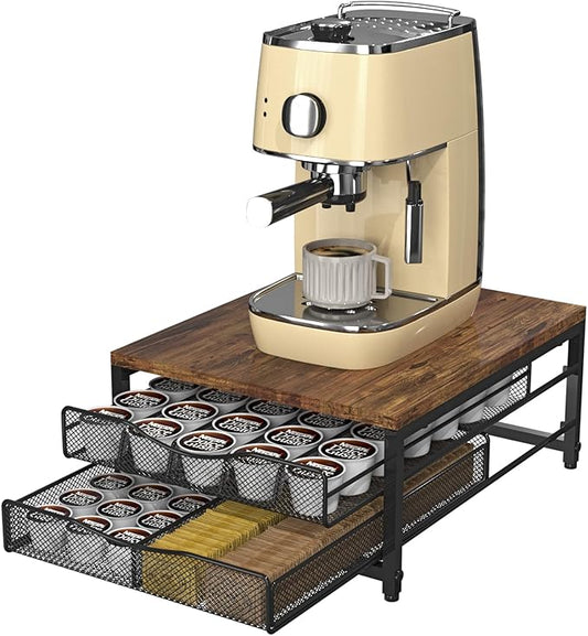 VyGrow Coffee Pod Holder For Counter, Wooden K Cup Holder with Sliding Drawer, Large Capacity Coffee Pod Storage for Coffee Station, Home, Office, Kitchen