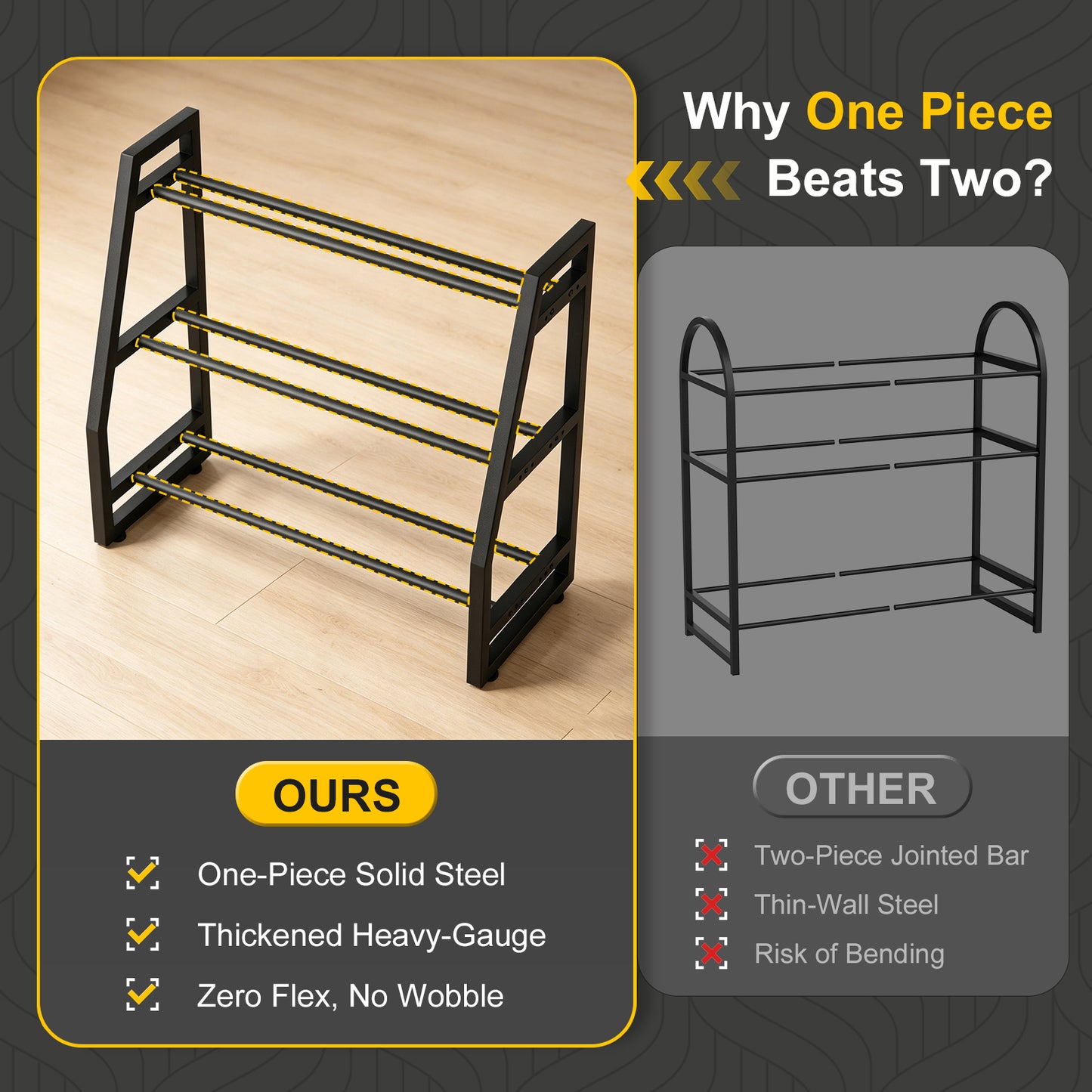 Heavy Duty 3-Tier Dumbbell Rack, 600 LBS Capacity Adjustable Weight Rack for Kettlebells & Dumbbells, One-Piece Solid Steel Home Gym Storage Stand, Space-Saving Corner Organizer with Hooks (32" H x 31.5" L)