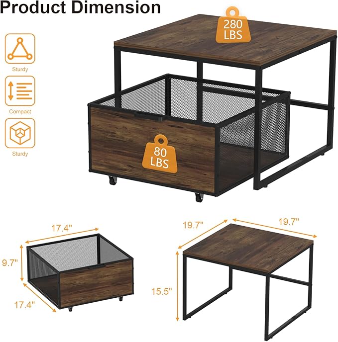 VANVERB Mini Fridge Stand with Storage, Heavy Duty Refrigerator Stand with Mobile Drawer Basket for Dorm, Home, Kitchen, Office, Stand for Drinks Refrigerator, Wine Cooler, Water Dispenser