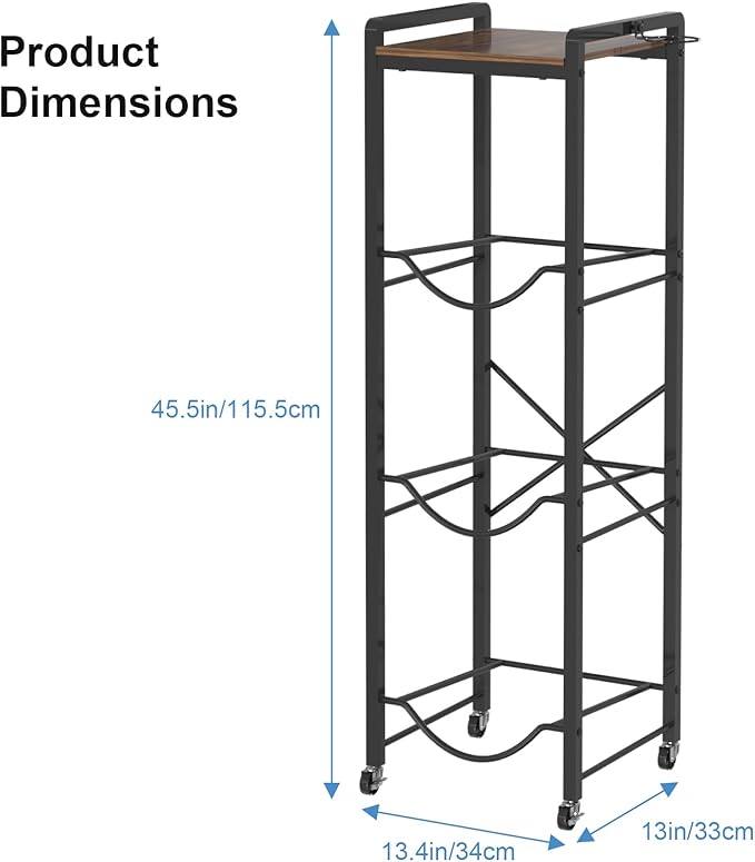 NEYCIL 5 Gallon Water Jug Holder, Heavy Duty Water Jug Stand with Lockable Wheels, 3-Tier Water Jug Rack With Wooden Tabletop for Home, Office, Kitchen, Restaurant