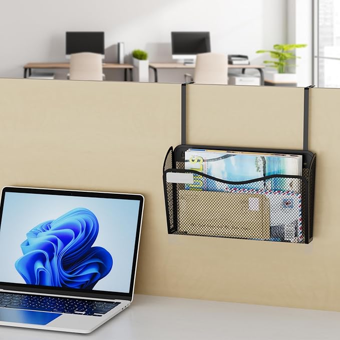 BOHDK Wall File Organizer, Mesh Hanging File Organizer, Home Office Organization and Storage, 1 Pockets Document Magazine Rack