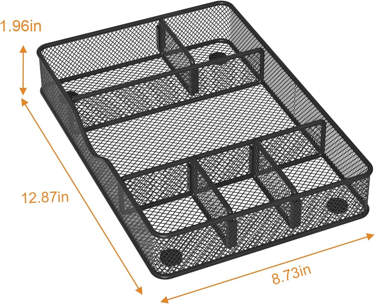 VyGrow Metal Mesh Desk Drawer Organizer Tray for Office & Home, Black, 12.87x8.73x1.96 inch