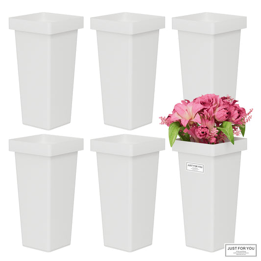 Flower Buckets, 6-Pack Plastic Flower Vases with Stickers for DIY Flower Bar, Floral Buckets for Cut Flower Farmhouse Vases for Decor Wedding Table Centerpiece, H: 13.39 inch