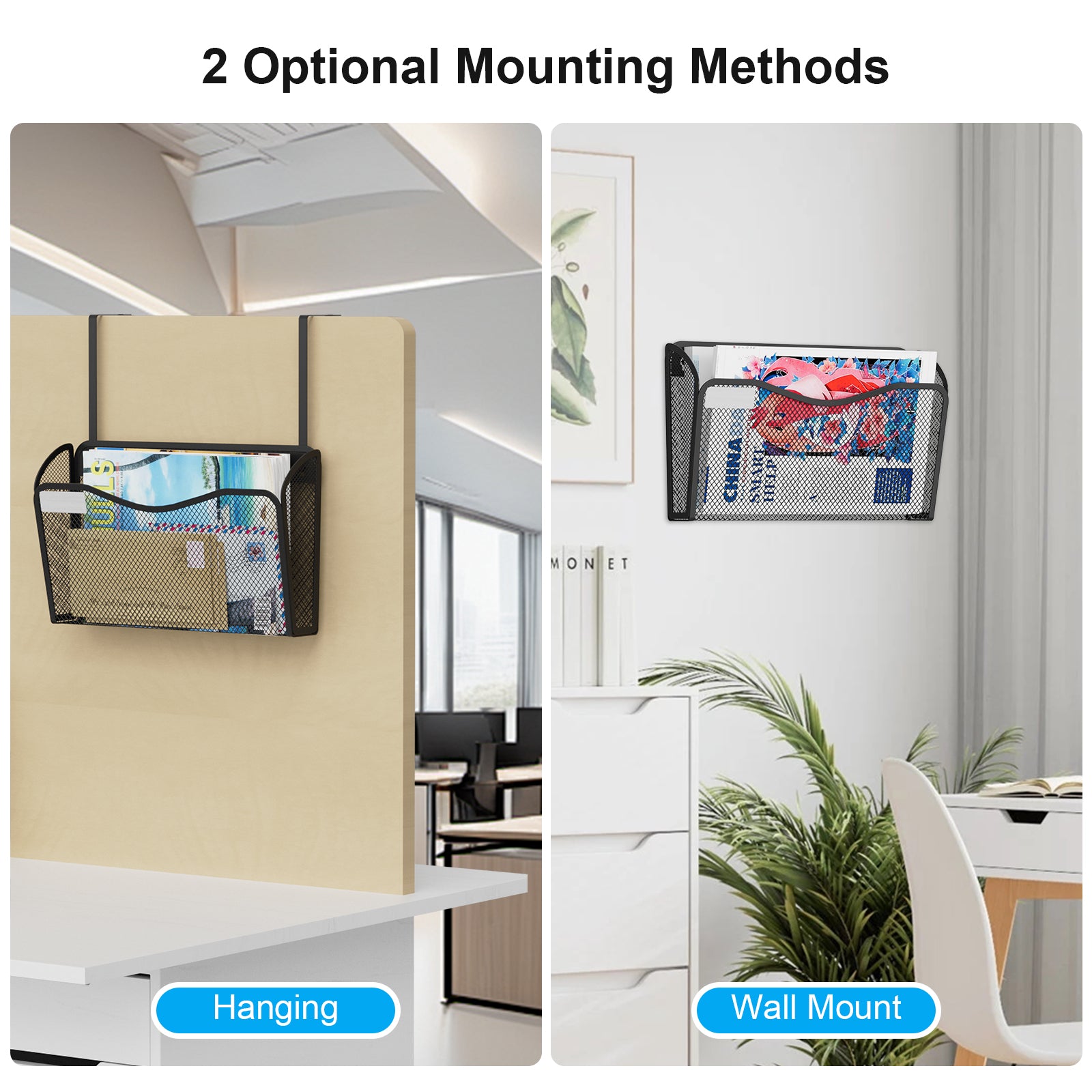 BOHDK Wall File Organizer, Mesh Hanging File Organizer, Home Office Organization and Storage, 1 Pockets Document Magazine Rack