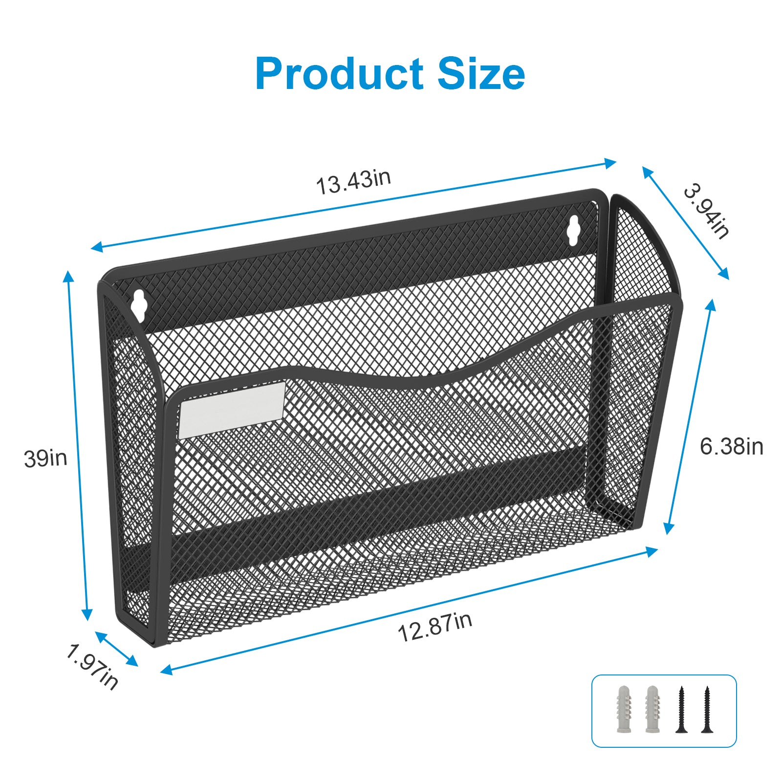 BOHDK Wall File Organizer, Mesh Hanging File Organizer, Home Office Organization and Storage, 3 Single Pockets Document Magazine Rack