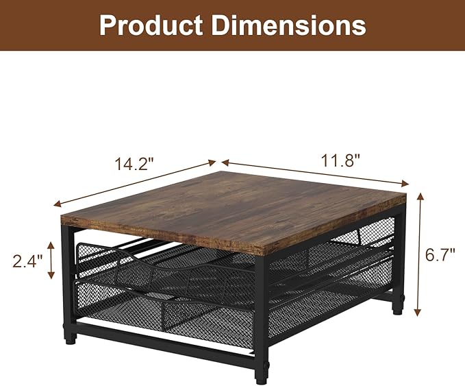 VyGrow Coffee Pod Holder For Counter, Wooden K Cup Holder with Sliding Drawer, Large Capacity Coffee Pod Storage for Coffee Station, Home, Office, Kitchen