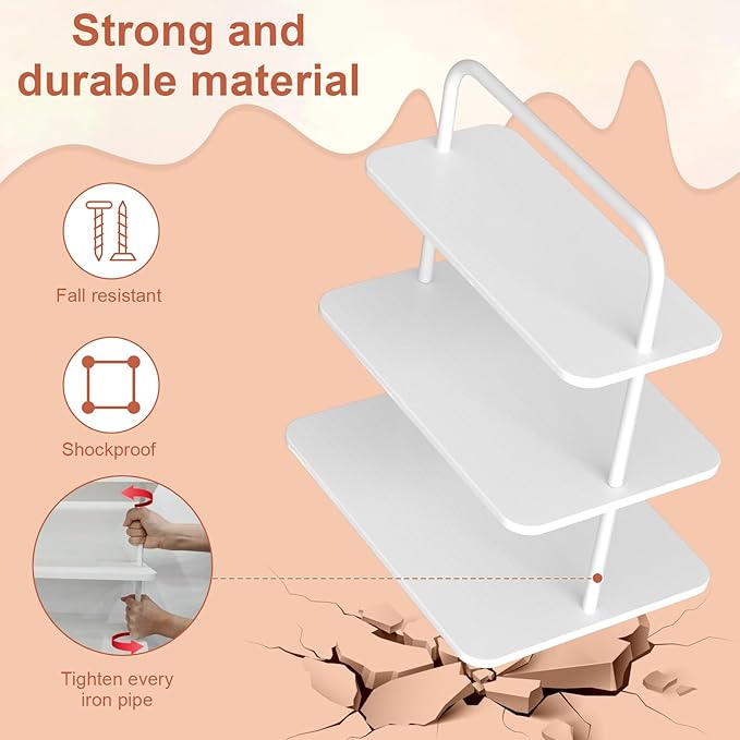 VyGrow Cupcake Stand, 3-Tier Dessert Stand for 68 Cupcakes, Wood & Metal Tower Display Premium Holder Dessert Tree Tower for Wedding Graduation Birthday Christmas Party, Serving Tray, White