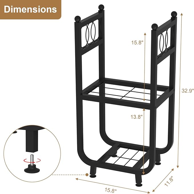 VyGrow Firewood Rack for Indoor Outdoor, 2-Tier Firewood Holder, Heavy Duty Wood Rack for Fireplace, Outdoor Patio, Fire Pit, Black