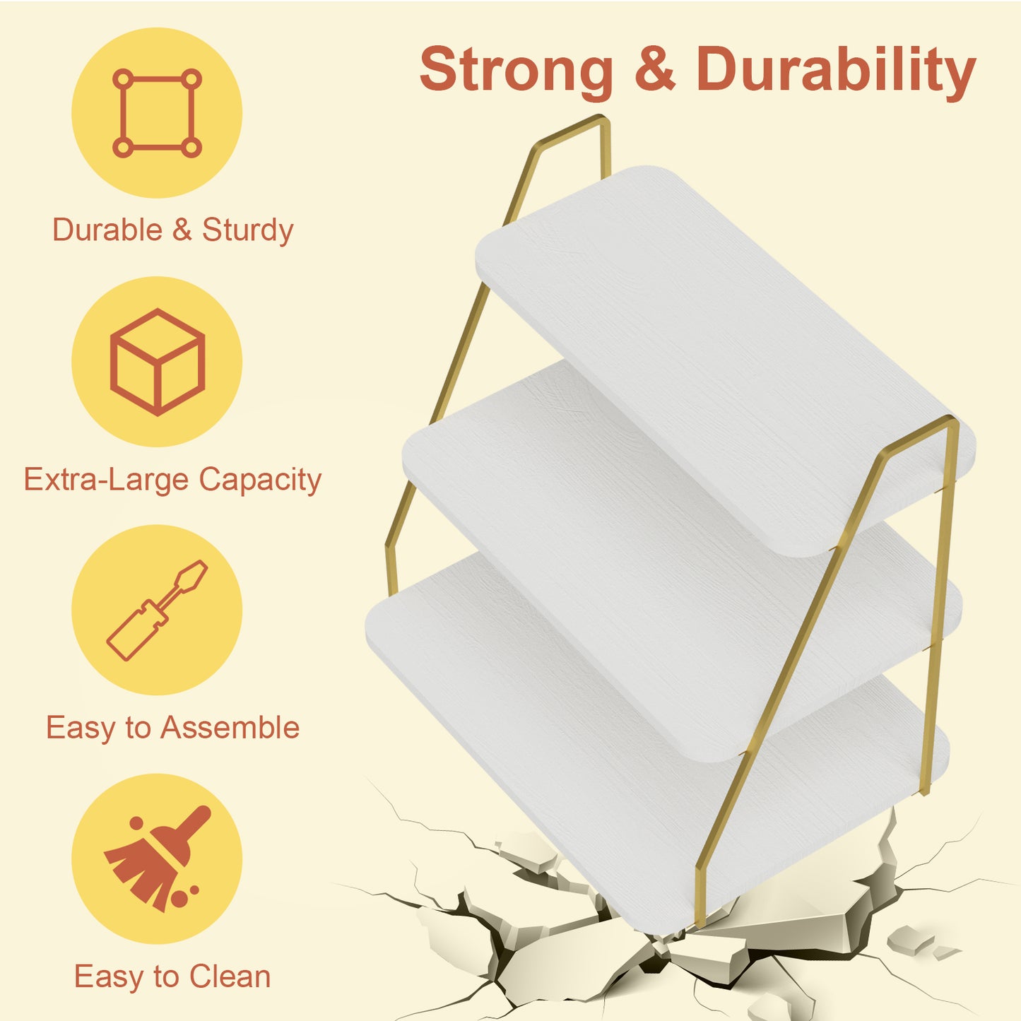 VyGrow Cupcake Stand, 3-Tier Dessert Stand for 55 Cupcakes, Wood & Metal Tower Display Premium Holder Dessert Tree Tower for Christmas Birthday Weddings Party Decor, Serving Tray