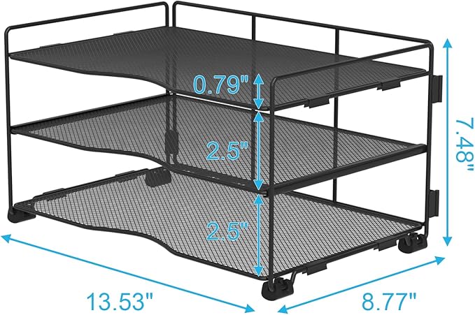 BOHDK Office Organization - 3 Tier Paper Organizer Letter Tray - Mesh Desk File Organizer - Paper Sorter Desk Stand for Letter/A4 Office File Folder Holder - Black