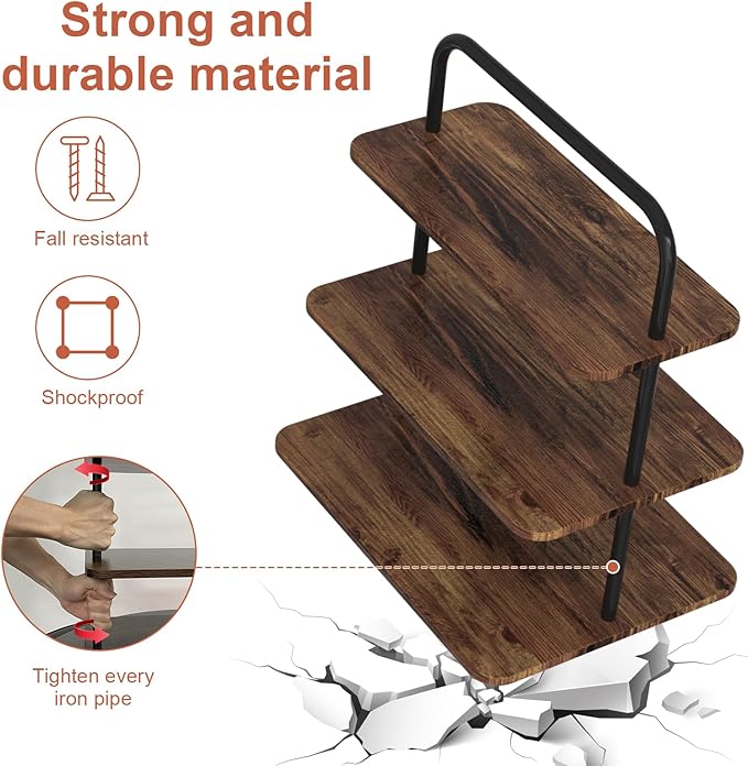 VyGrow Cupcake Stand, 3-Tier Dessert Stand for 68 Cupcakes, Wood & Metal Tower Display Premium Holder Dessert Tree Tower for Wedding Graduation Birthday Christmas Party, Serving Tray