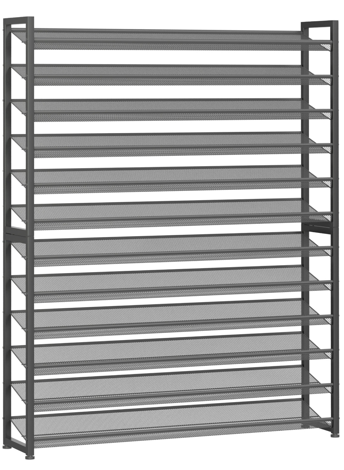 Large Shoe Rack 12 Tier Shoe Organizer, Heavy Duty Metal 6-Tier Stackable Shoe Storage Vertical Shoe Rack for Closet Front Door Entrance, Up to 75 Pairs, 44.8" W x 11.4" D x 85.1" H, Black