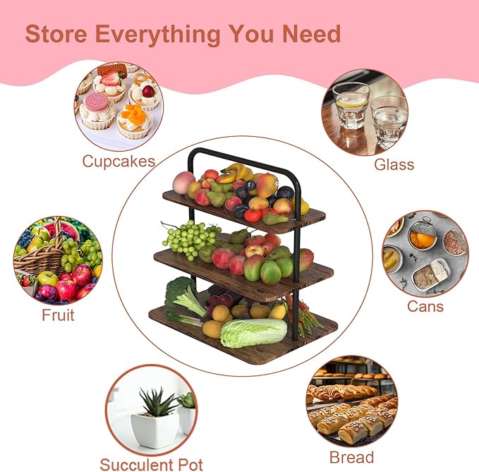 VyGrow Cupcake Stand, 3-Tier Dessert Stand for 68 Cupcakes, Wood & Metal Tower Display Premium Holder Dessert Tree Tower for Wedding Graduation Birthday Christmas Party, Serving Tray