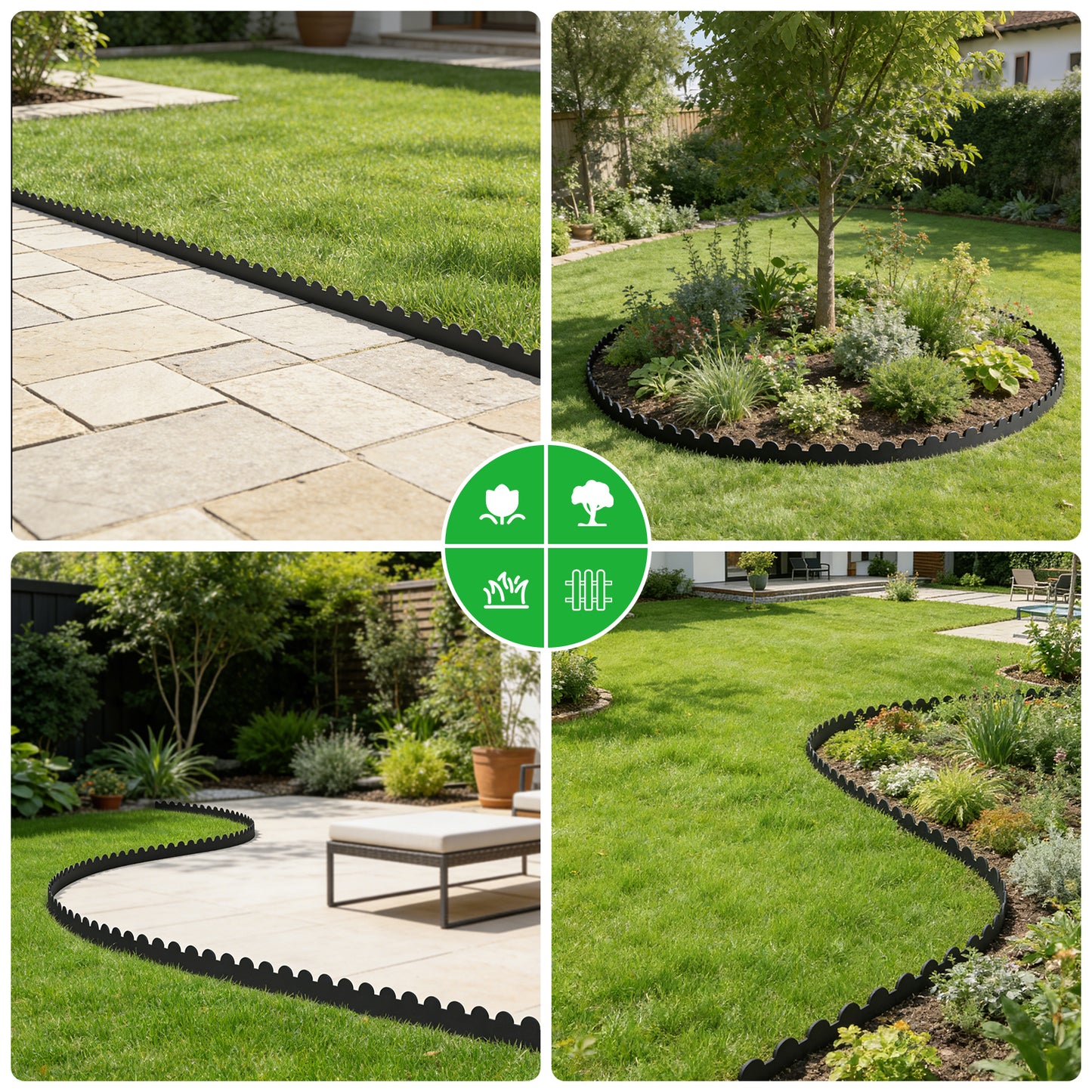 Landscape Edging 66ft, 4in Tall Garden Edging with 80pcs Spikes, Heavy Duty Lawn Edging Kit, Flexible Plastic Landscape Border for Grass, Yard, Flowerbeds, Gravel, Easy Flex No Dig, Black