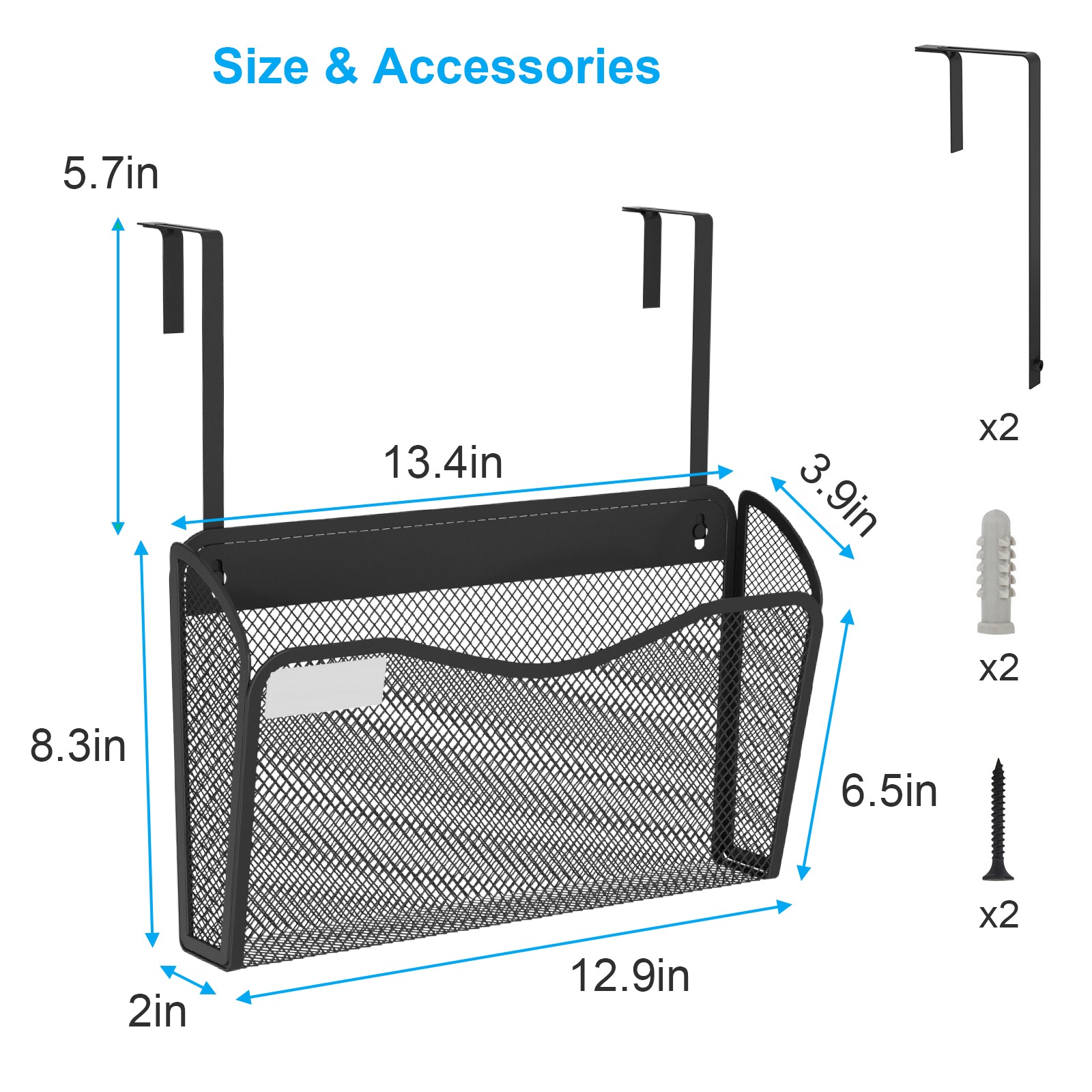 BOHDK Wall File Organizer, Mesh Hanging File Organizer, Home Office Organization and Storage, 1 Pockets Document Magazine Rack