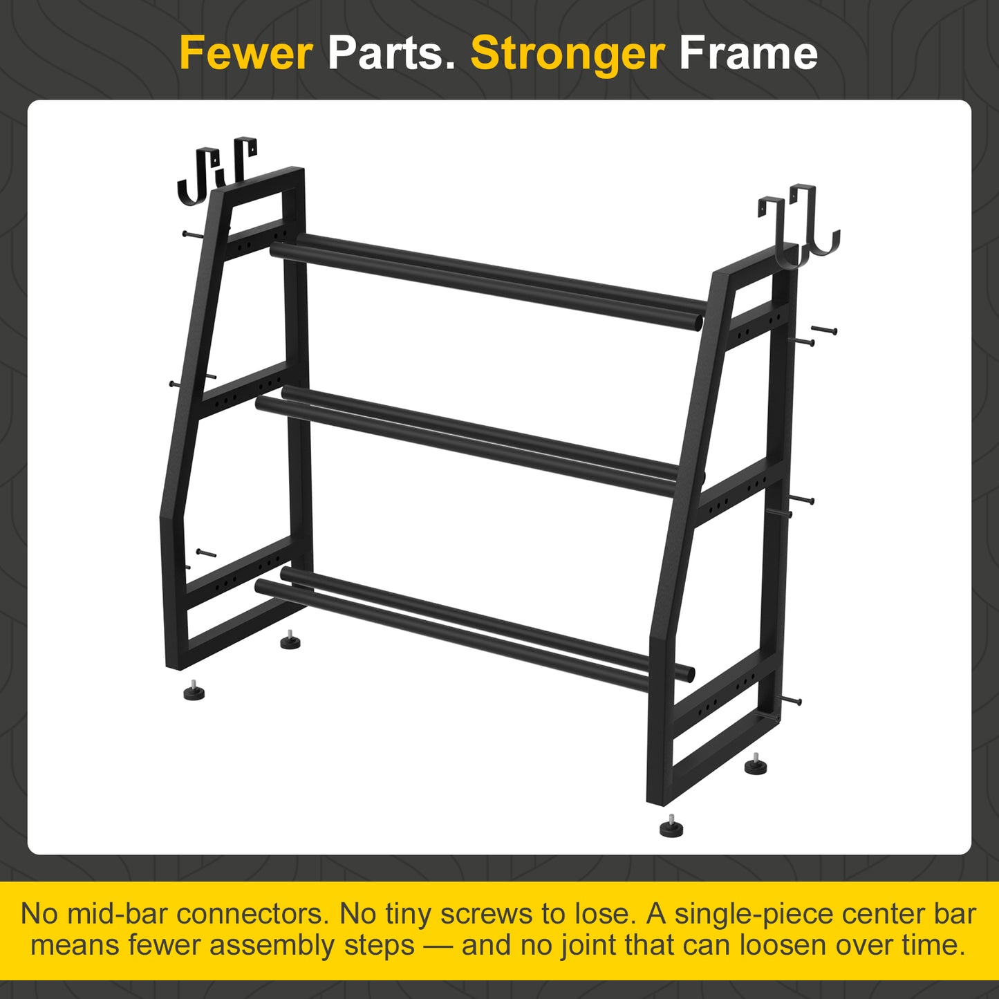 Heavy Duty 3-Tier Dumbbell Rack, 600 LBS Capacity Adjustable Weight Rack for Kettlebells & Dumbbells, One-Piece Solid Steel Home Gym Storage Stand, Space-Saving Corner Organizer with Hooks (32" H x 31.5" L)