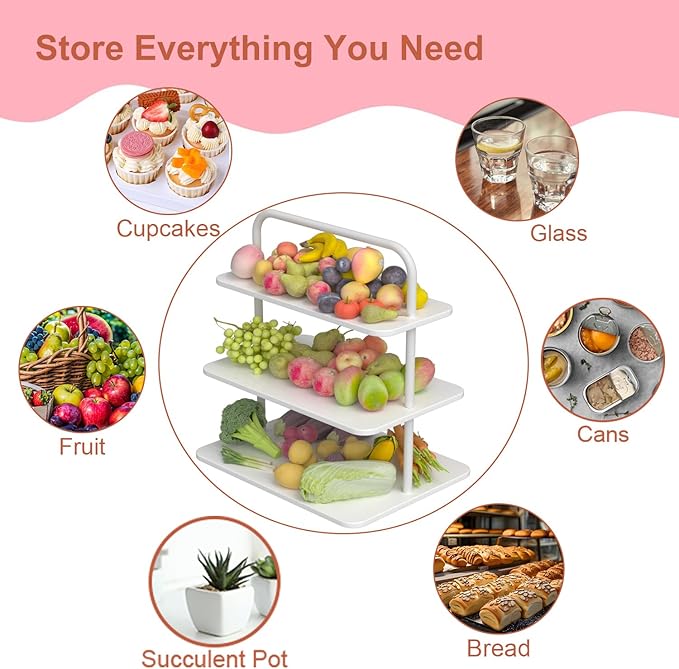 VyGrow Cupcake Stand, 3-Tier Dessert Stand for 68 Cupcakes, Wood & Metal Tower Display Premium Holder Dessert Tree Tower for Wedding Graduation Birthday Christmas Party, Serving Tray, White