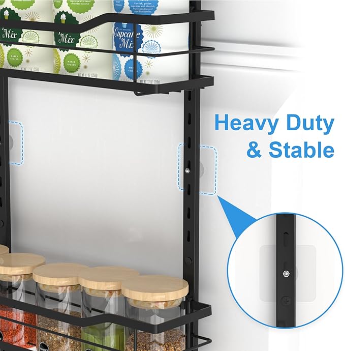 VyGrow 9-Tier Over The Door Pantry Organizer, Metal Pantry Organizers and Storage with Adjustable Basket, Spice Rack Seasoning Shelves, Over the Door Organizer for Pantry Kitchen Laundry Bathroom