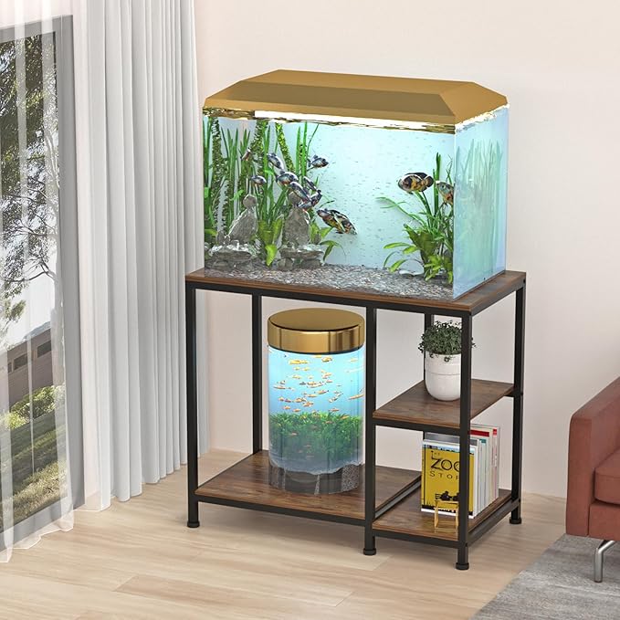 VANVERB Fish Tank Stand for 40 Gallon, Wood Aquarium Stand with Shelves for Fish Tank Accessories Storage, 660LBS Capacity