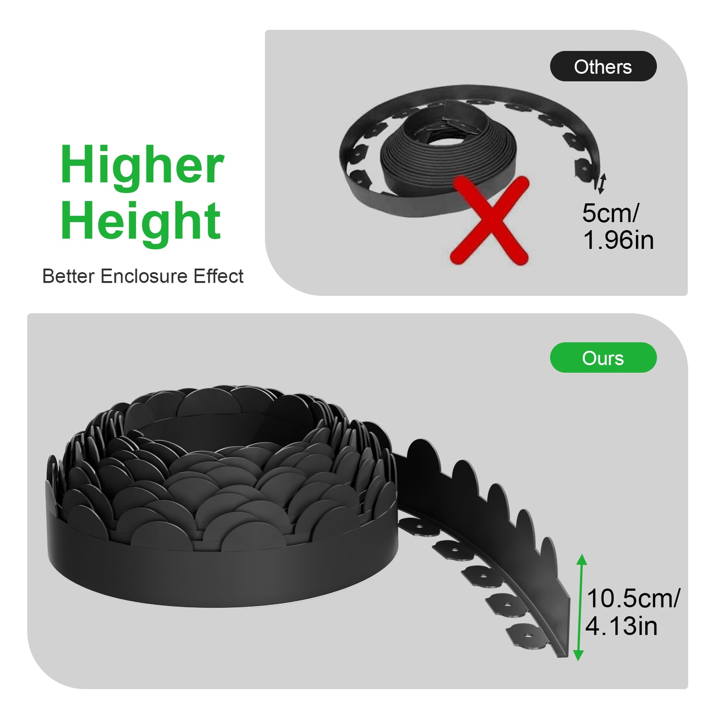 Landscape Edging 66ft, 4in Tall Garden Edging with 80pcs Spikes, Heavy Duty Lawn Edging Kit, Flexible Plastic Landscape Border for Grass, Yard, Flowerbeds, Gravel, Easy Flex No Dig, Black