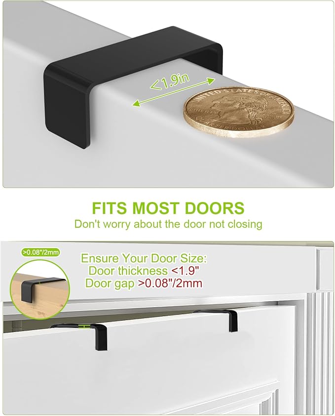 VyGrow Over The Door Pantry Organizer, 8-Tier Wood & Metal Over The Door Organizer with Adjustable Basket, Hanging Spice Rack, Door Organization and Storage for Kitchen Pantry Door Cabinet, Black