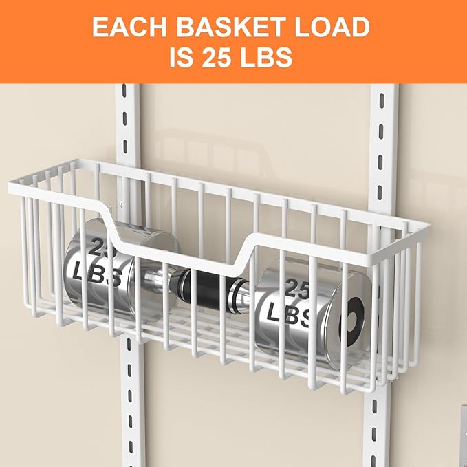 VyGrow Over The Door Pantry Organizer, 8-Tier Pantry Door Organizer Shelves | 3 Sizes | Adjustable Basket | Metal Hanging Spice Rack for Kitchen, Pantry, Cabinet, Back of Door Seasoning Rack, White