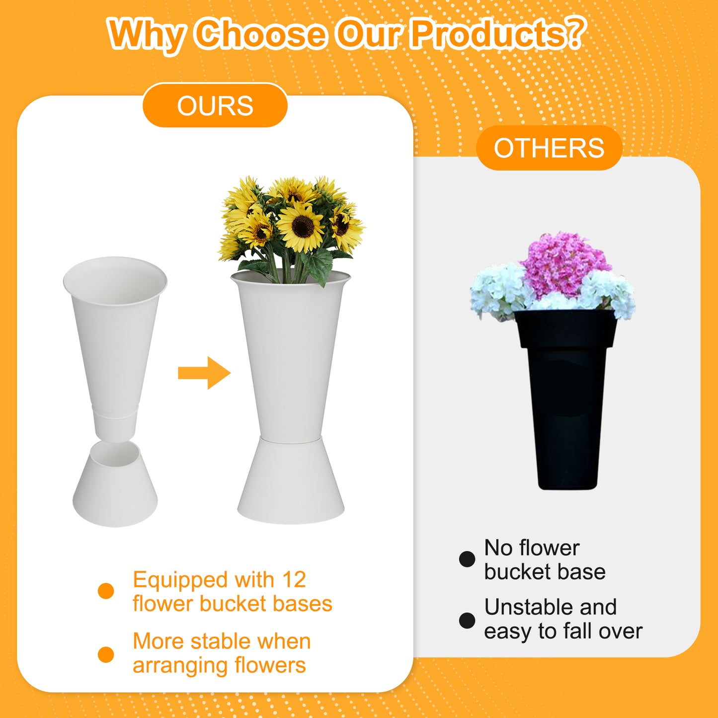Flower Stand, 3-Tier Flower Display Stand with Buckets for Indoor Outdoor, Flower Cart Display Stand with Wheels for Courtyard, Balcony, Flower Shop, Wedding, Party, Exhibition (Gold)