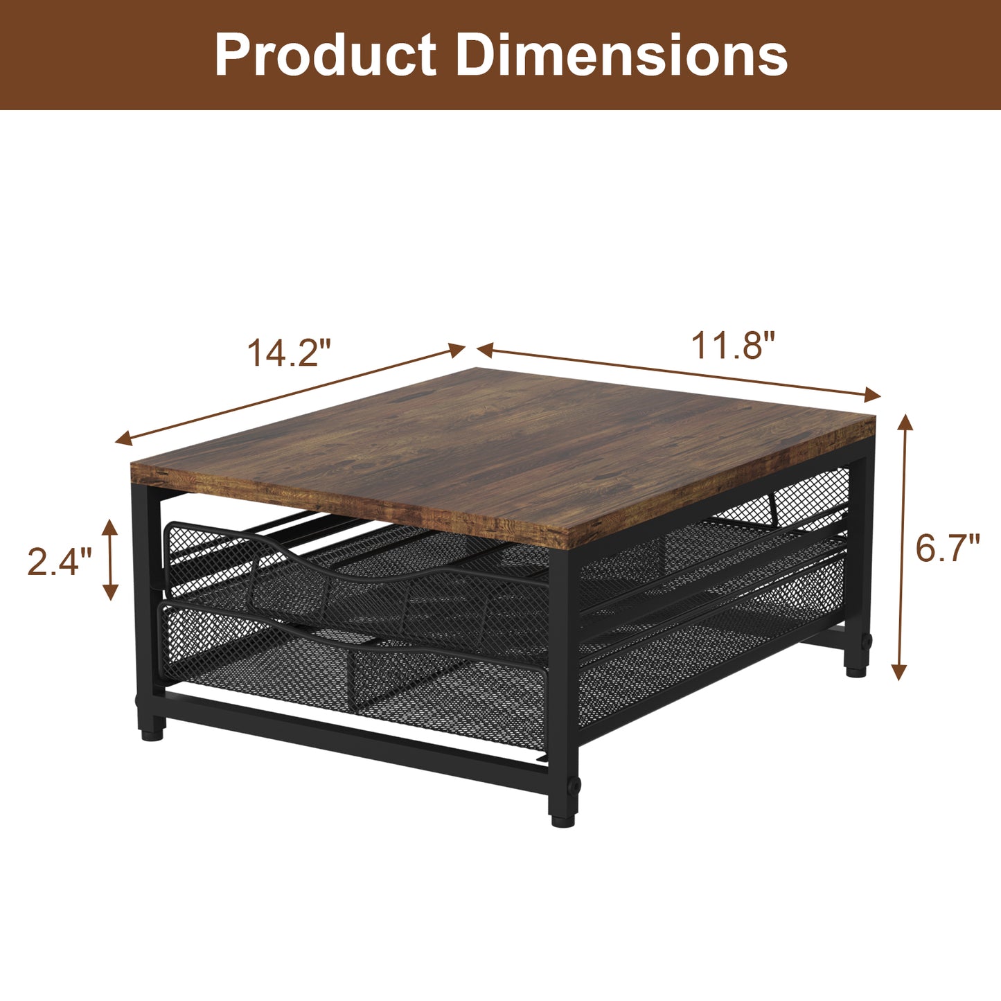 VyGrow Coffee Pod Holder For Counter, Wooden K Cup Holder with Sliding Drawer, Large Capacity Coffee Pod Storage for Coffee Station, Home, Office, Kitchen
