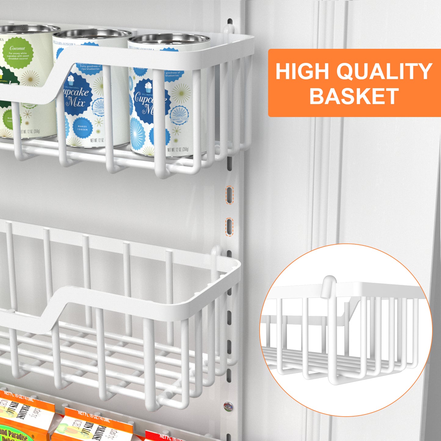 VyGrow Over The Door Pantry Organizer, 8-Tier Pantry Door Organizer Shelves | 3 Sizes | Adjustable Basket | Metal Hanging Spice Rack for Kitchen, Pantry, Cabinet, Back of Door Seasoning Rack
