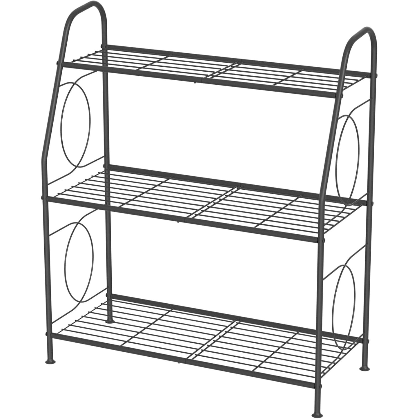 VyGrow Plant Stand, 3 Tier Plant Shelf for Indoor Outdoor, Heavy Duty Metal Outdoor Plant Stand Holder Rack for Living Room Balcony and Garden, Iron Wire, Black