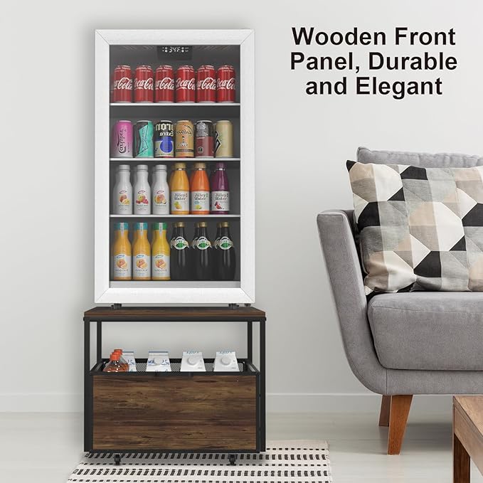 VANVERB Mini Fridge Stand with Storage, Heavy Duty Refrigerator Stand with Mobile Drawer Basket for Dorm, Home, Kitchen, Office, Stand for Drinks Refrigerator, Wine Cooler, Water Dispenser