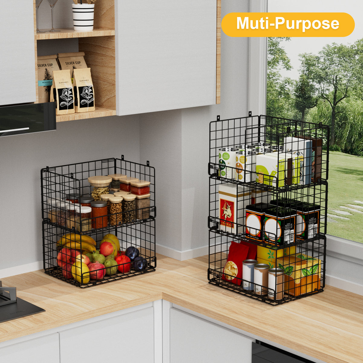 VyGrow 5 Tier Hanging Closet Organizer with Adjustable Dividers, Heavy-Duty Storage Shelves for Clothing, Kitchen, Laundry Room, Extra Large Baskets, 15.7