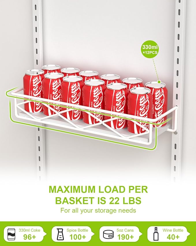 VyGrow Over The Door Pantry Organizer, 8-Tier Wood & Metal Over The Door Organizer with Adjustable Basket, Hanging Spice Rack, Door Organization and Storage for Kitchen Pantry Door Cabinet, White