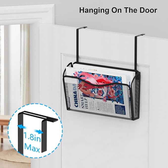 BOHDK Wall File Organizer, Mesh Hanging File Organizer, Home Office Organization and Storage, 1 Pockets Document Magazine Rack