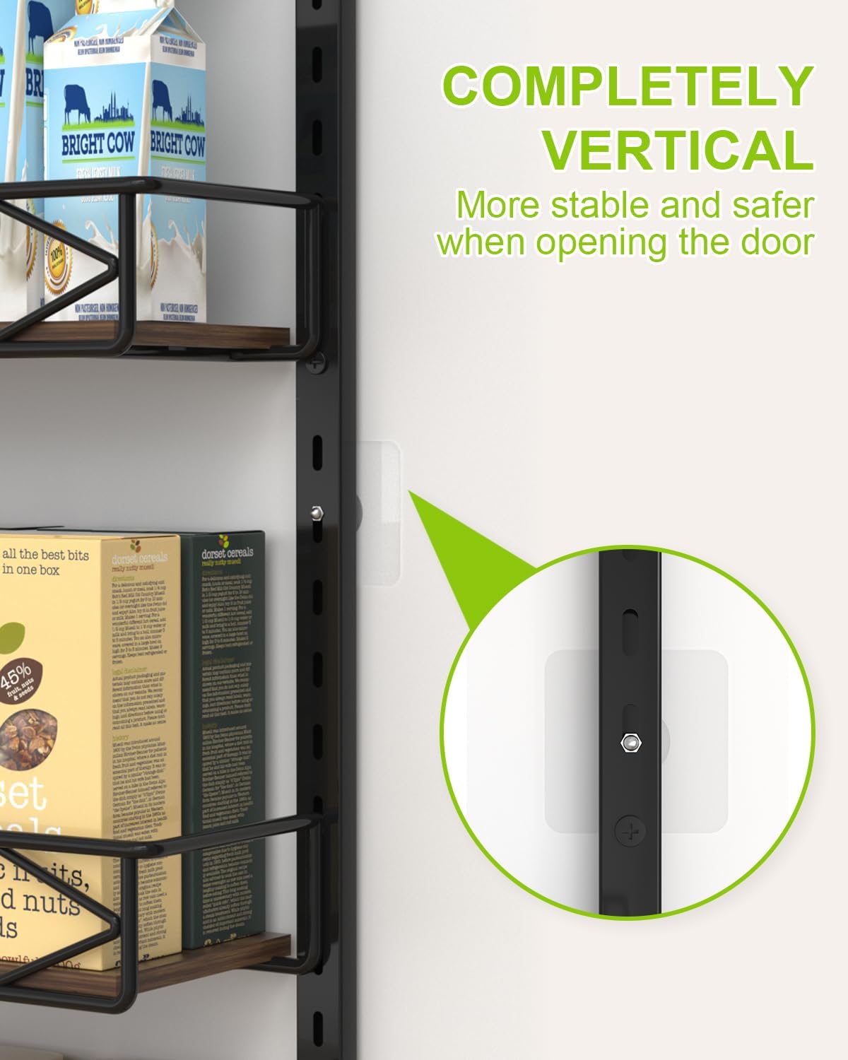 VyGrow Over The Door Pantry Organizer, 8-Tier Wood & Metal Over The Door Organizer with Adjustable Basket, Hanging Spice Rack, Door Organization and Storage for Kitchen Pantry Door Cabinet, Black