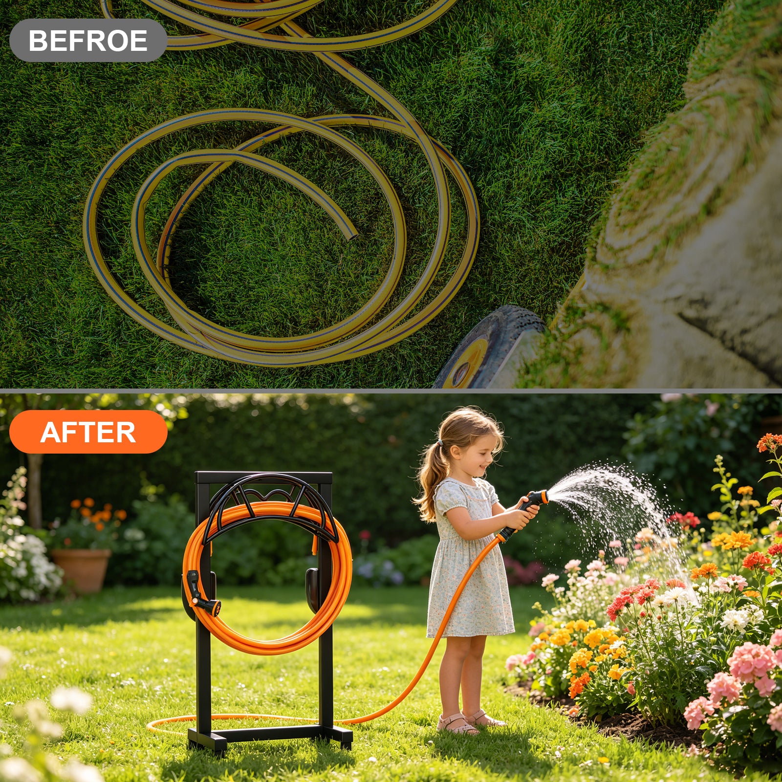 VyGrow  Garden Hose Holder, Freestanding Heavy Duty Water Hose Holder - new