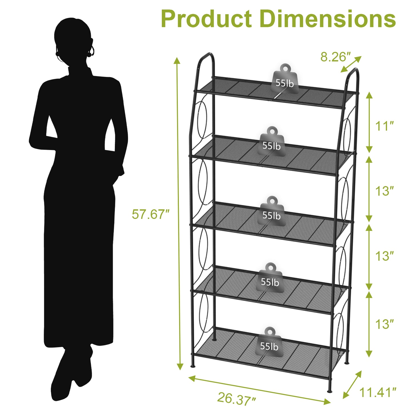 VyGrow 5 Tier Plant Stand Indoor Outdoor, Heavy Duty Plant Shelf, Metal Mesh Tall Plant Stands Holder Rack for Living Room Balcony and Garden, Black
